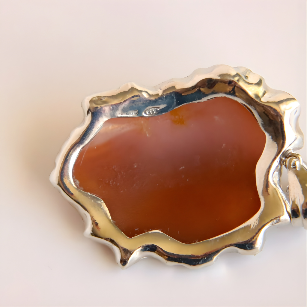 Italian Cameo Shell Pendant in Sterling Silver