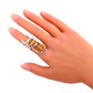 Baltic Amber Scarab Ring in 925 Sterling Silver on finger.