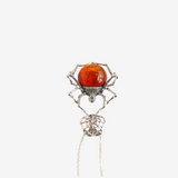 Natural Baltic Cognac Amber Spider Pendant Necklace in 925 Sterling Silver