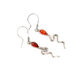 Natural Baltic Cognac Amber Snake Earrings in 925 Silver