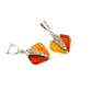 Natural Baltic Cognac and Cherry Amber Rose Dangle Earrings