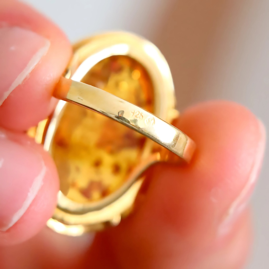 Baltic Amber Butterfly Ring | 14k Gold Plated Sterling Silver