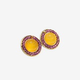 14K Gold Plated Natural Baltic Butterscotch Amber and Purple Amethyst Earrings