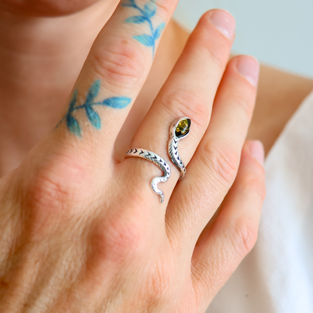 green amber ring