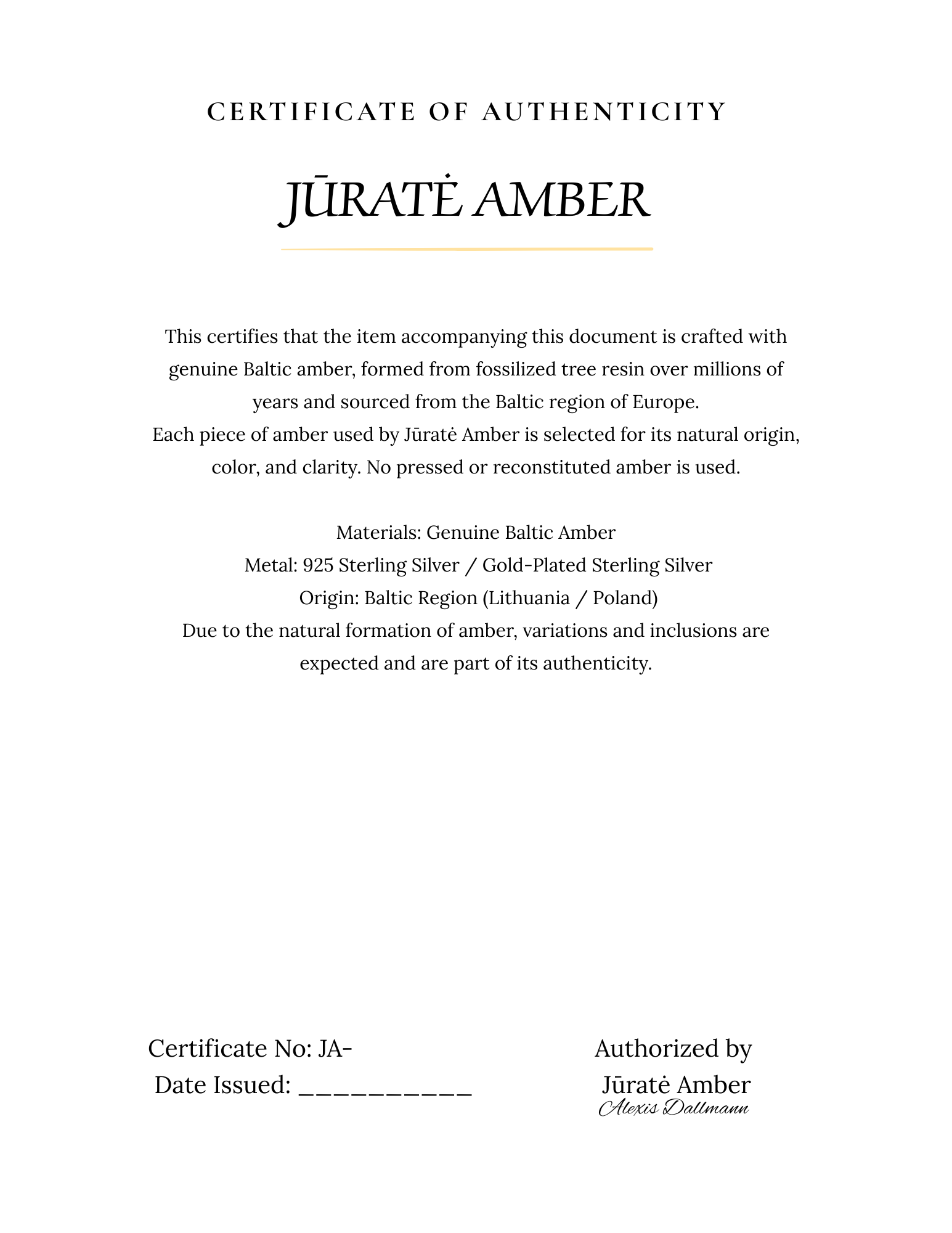 Authentication Certificate