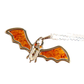 Bat Necklace Amber Bat Pendant Necklace in 925 Sterling Silver with cognac amber eyes and wings.