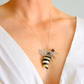 Baltic Amber Bumble Bee Pendant – Large Sterling Silver Necklace - Jūratė Amber