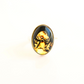 Gold and black cameo Mushroom ring  on a white background