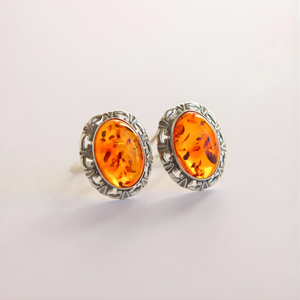 Baltic Amber Clip On Earrings- Sterling Silver