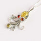 Baltic amber octopus pendant necklace with green and red amber on 925 sterling silver chain.