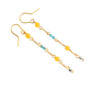 Baltic Butterscotch Amber earrings with blue beads on 14k gold-plated S925 chain.
