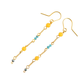 Baltic Butterscotch Amber earrings-chain design with blue beads on 14k gold-plated S925 base.