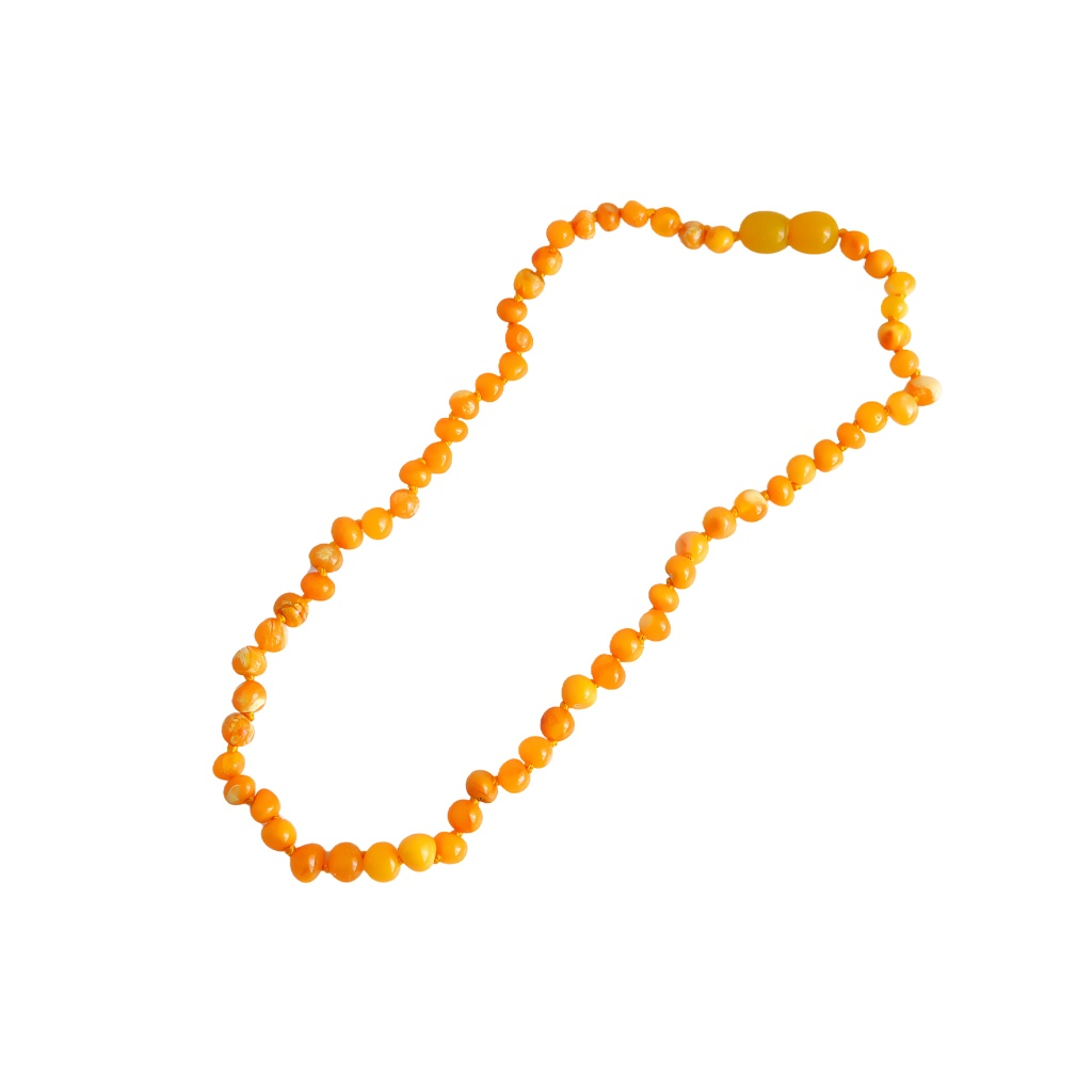 Baltic Butterscotch Amber Teething Necklace with Screw Clasp and Knotted Beads