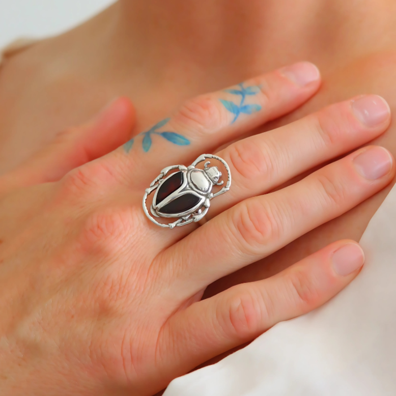 Scarab ring-Baltic amber