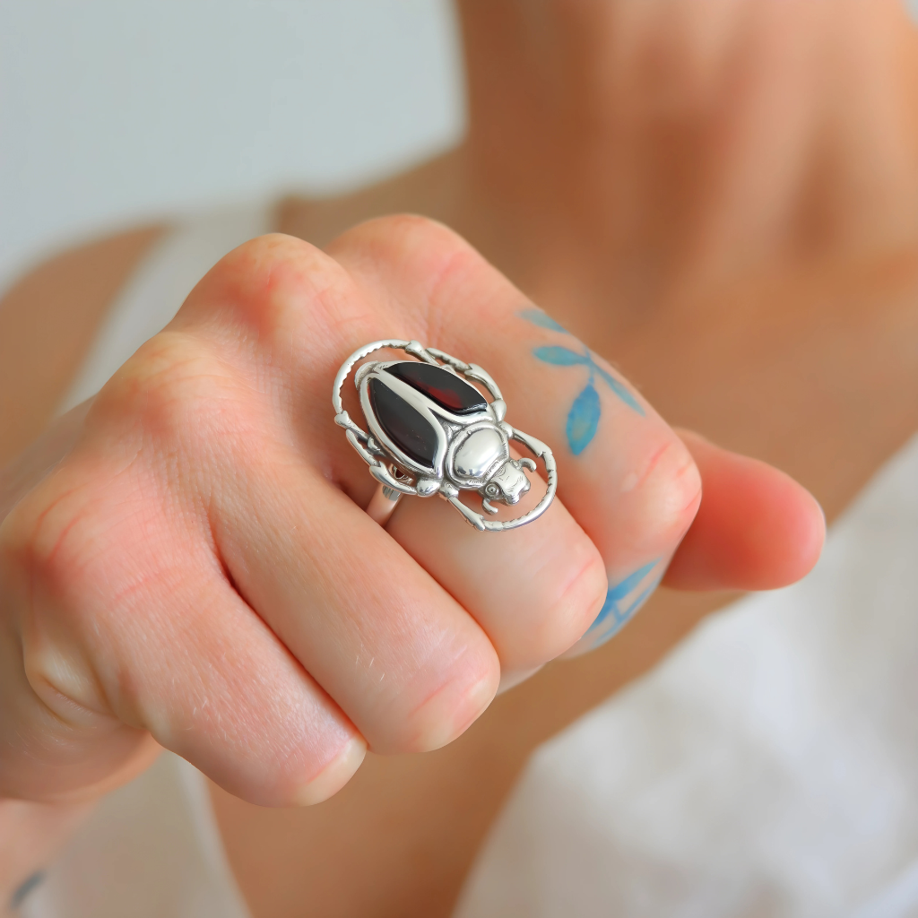 Sterling Silver Scarab ring
