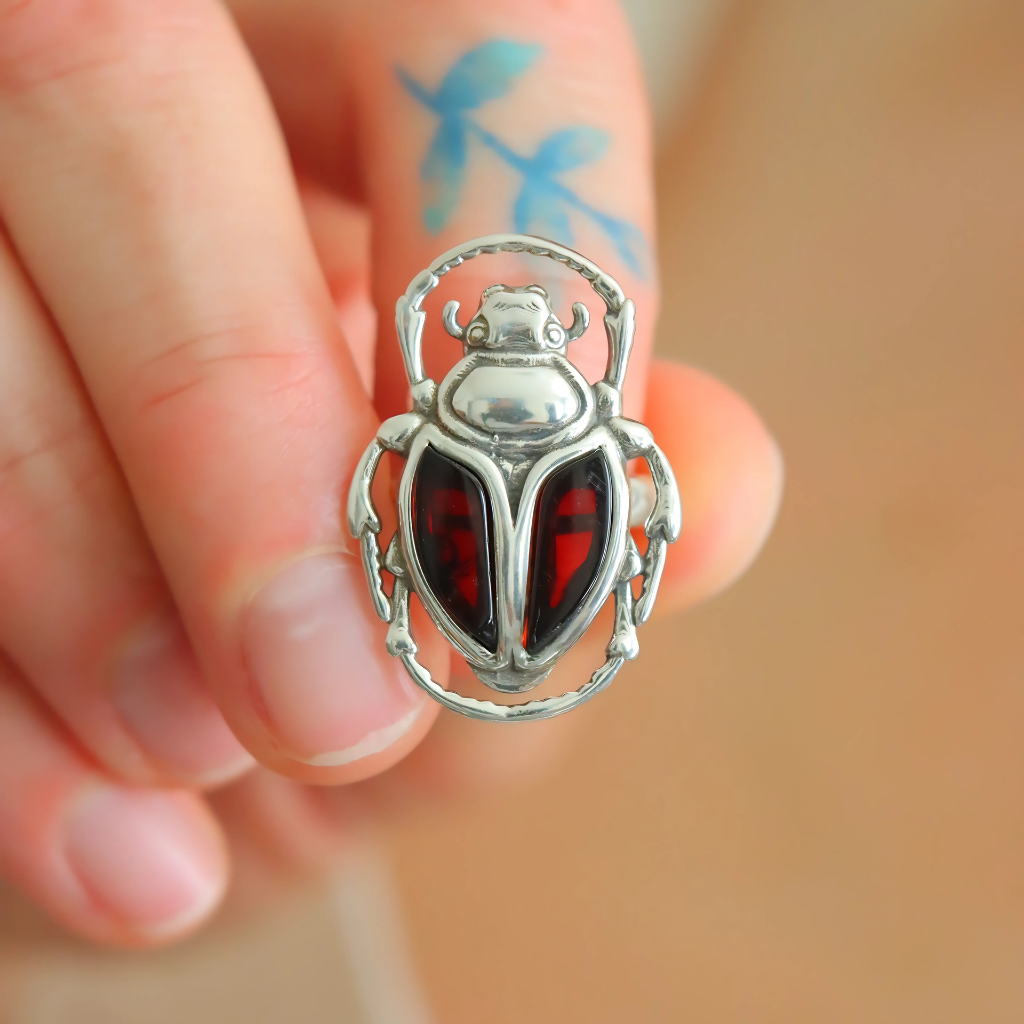 front view scarab ring