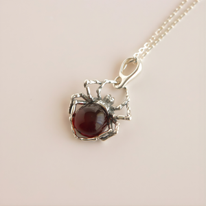 Baltic Cherry Amber Spider Charm Pendant -Sterling Silver