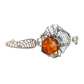 Baltic Cognac Amber Spider Bracelet with sterling silver spiderweb design.