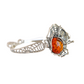 Baltic Cognac Amber Spider Bracelet in 925 Sterling Silver featuring a black widow spider, intricate web design, and rich cognac amber gem.
