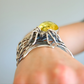 amber bracelet handmade in sterling silver with spider web cuff structure