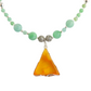 Baltic Lemon Amber and Burma Jade Statement Necklace in 925 Sterling Silver.