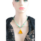 Baltic Lemon Amber and Burma Jade Statement Necklace in 925 Sterling Silver displayed on mannequin.