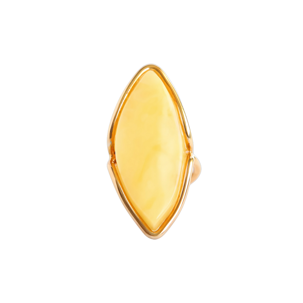 Butterscotch amber ring with 14k gold plating on sterling silver.