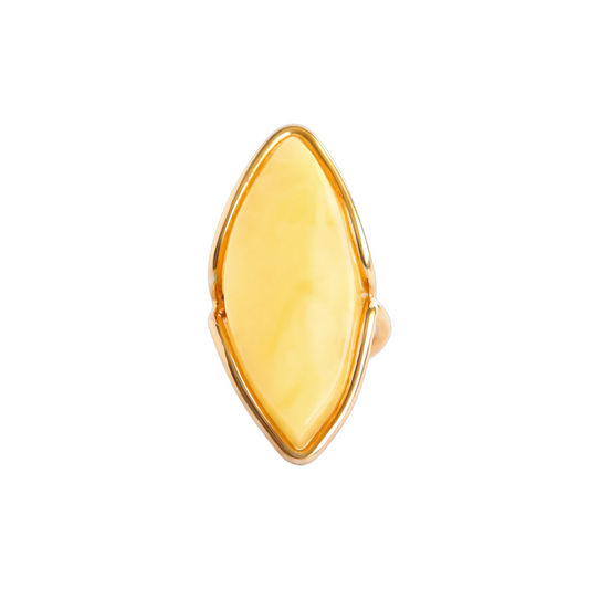 Butterscotch amber ring with 14k gold plating on sterling silver.
