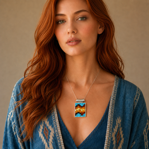 Baltic Amber and Turquoise Necklace- Sterling Silver