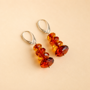Baltic Amber Drop Earrings In Sterling Silver