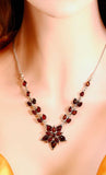 Natural Baltic Amber Floral Statement Necklace in 925 Sterling Silver