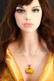 Handmade 14k Gold Plated Natural Baltic Lemon and White Amber Daisy Pendant Necklace