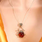 Natural Baltic Cognac Amber Spider Pendant Necklace in 925 Sterling Silver