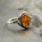 Natural Baltic Cognac Amber Sterling Silver Victorian Ring