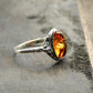 Natural Baltic Cognac Amber Sterling Silver Victorian Ring