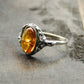 Natural Baltic Cognac Amber Sterling Silver Victorian Ring