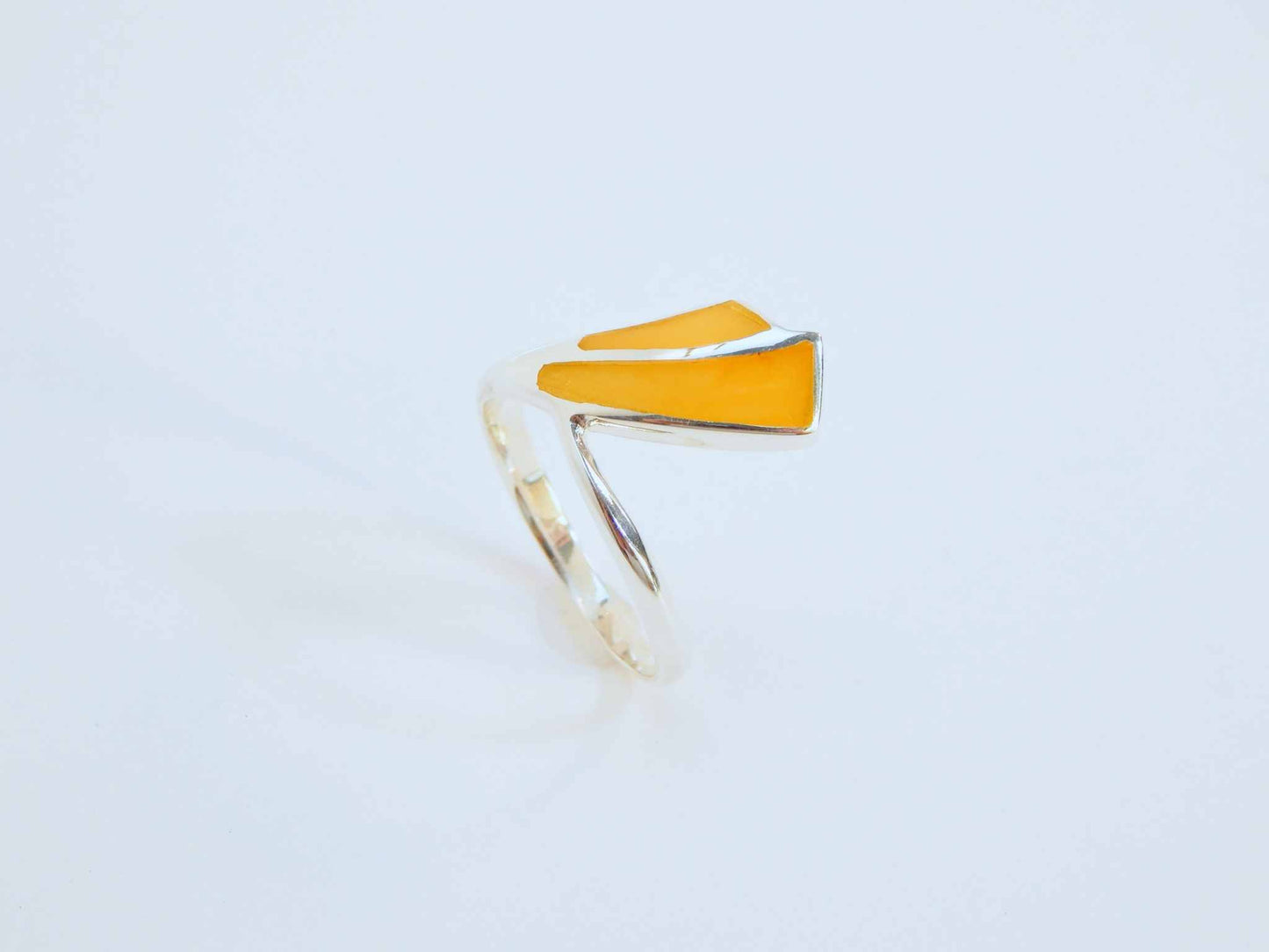 Natural Baltic Butterscotch Amber Modern Designer Ring in 925 Sterling Silver