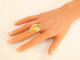 Natural Baltic Lemon Amber Adjustable Poison Ring in 925 Sterling Silver