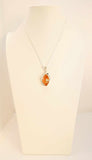 Natural Baltic Cognac Amber Floral Pendant Regal Necklace in 925 Sterling Silver