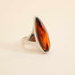 Natural Baltic Cherry Lithuanian Amber Modern Chic Ring in 925 Sterling Silver