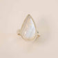 Genuine Rainbow Moonstone Pear Cut Ring in 925 Sterling Silver