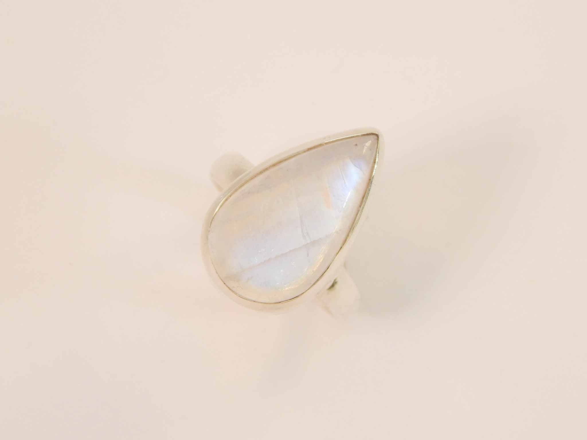 Genuine Rainbow Moonstone Pear Cut Ring in 925 Sterling Silver