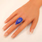 Genuine Lapis Lazuli Statement Ring in 925 Sterling Silver