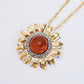 Natural Baltic Cognac Amber 14K Gold Plated Sunflower Pendant Necklace