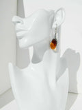 Natural Baltic Cognac Amber Modern Dangle Earrings