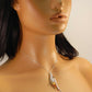 Genuine Baltic Amber Feather Pendant Necklace in 925 Sterling Silver