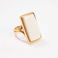 Natural Baltic Rare White Amber Adjustable Ring in 14k Gold Plated s925