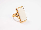 Natural Baltic Rare White Amber Adjustable Ring in 14k Gold Plated s925