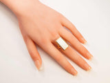 Natural Baltic Rare White Amber Adjustable Ring in 14k Gold Plated s925