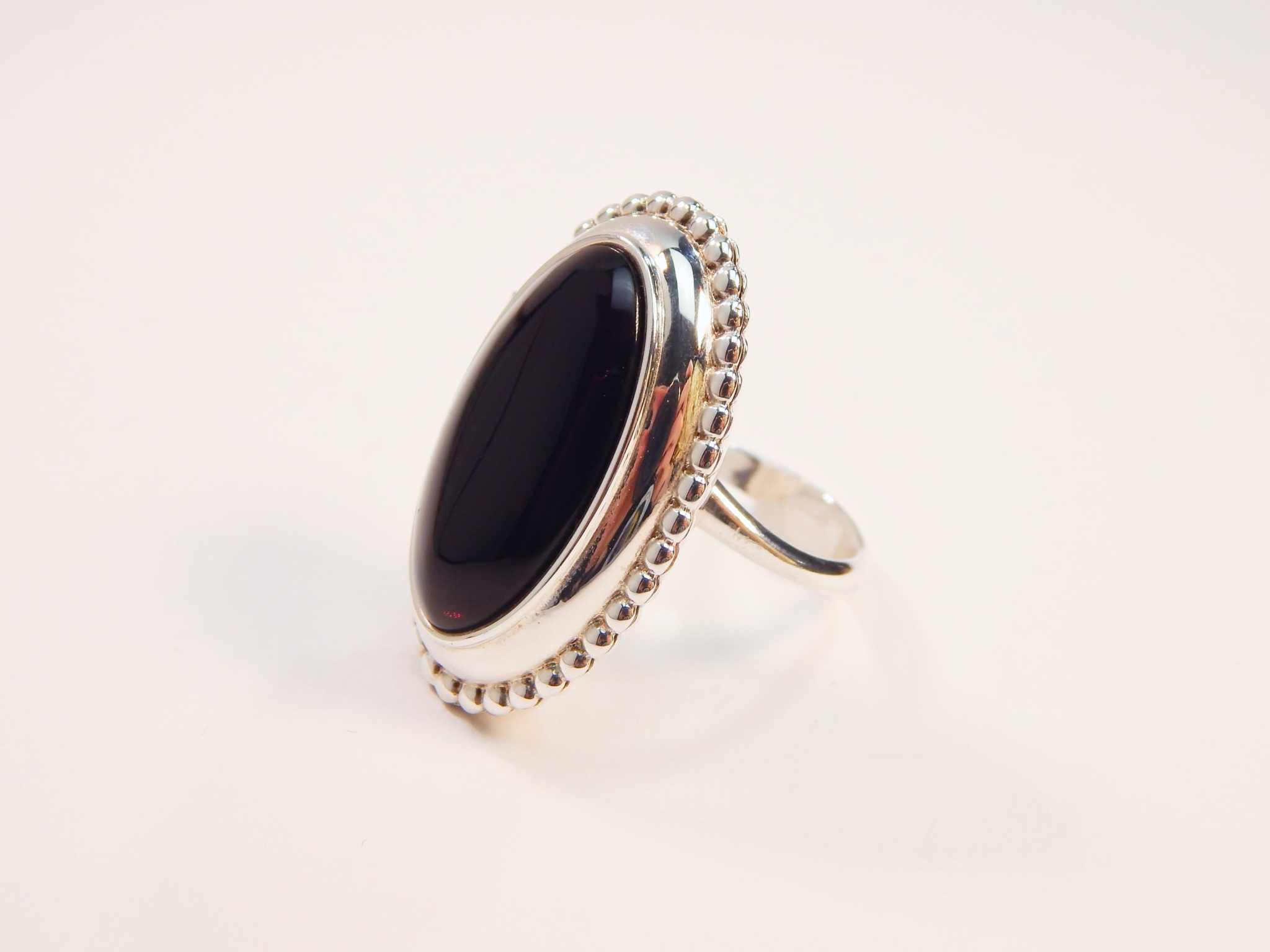 Natural Baltic Black Cherry Amber Adjustable Poison Ring